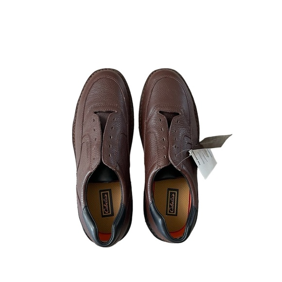 Mens Cabelas Size 13 B Brown Pebbled Leather Lace Up Oxfords Vibram New - Picture 1 of 7